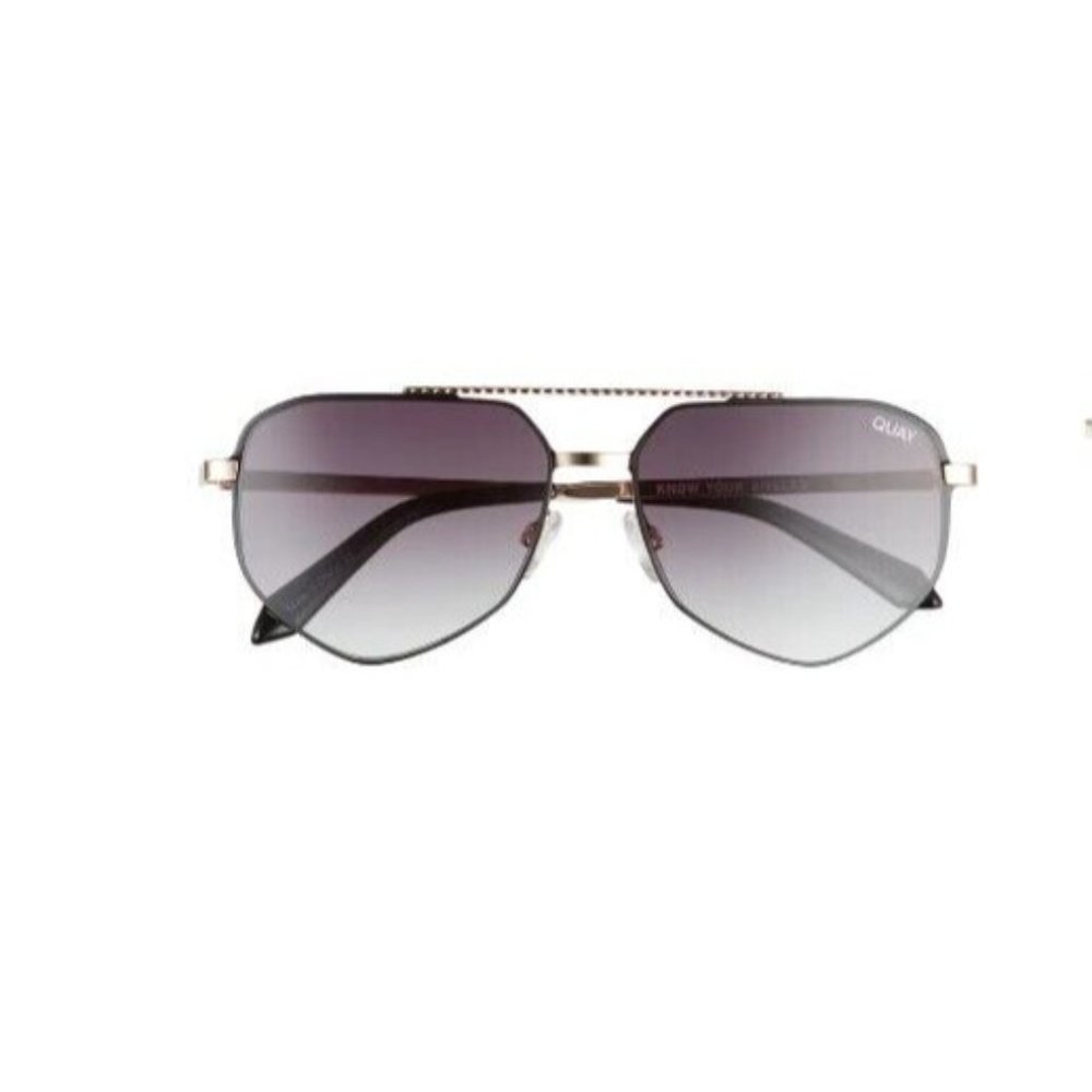 Quay Australia Know Your Angles Sunglasses Sunnies Black Gold Smoke New - Picture 2 of 6